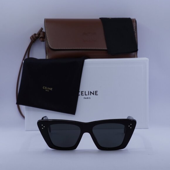 Celine CL40187I 01A Cat Eye Sunglasses - Black/Grey - Picture 3 of 12